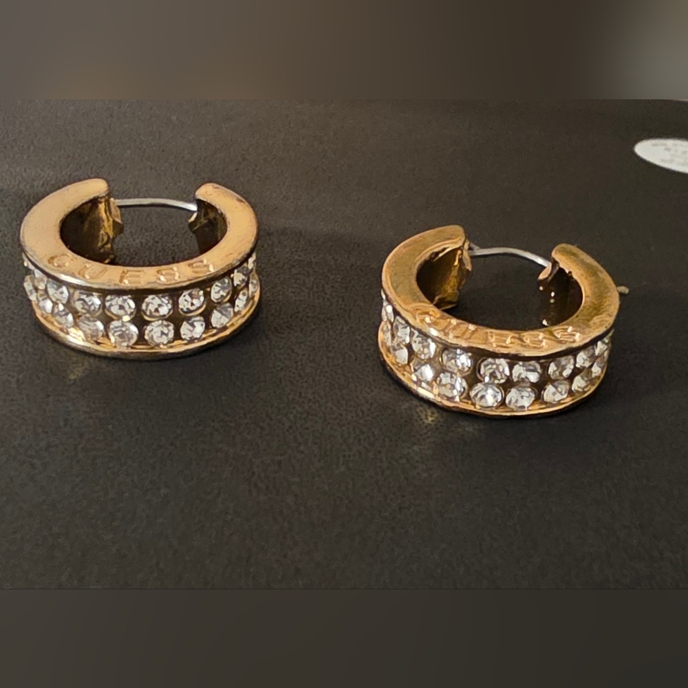 Guess Gold and Silver Crystal Hoop Earrings
